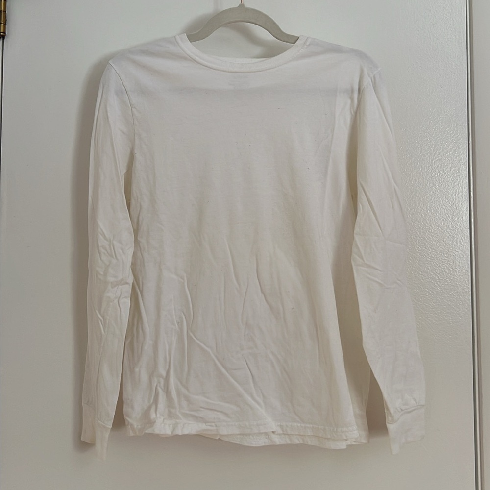 Long sleeve White Cotton T-Shirt